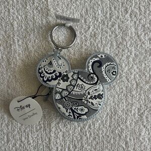 Vera Bradley x Disney Gray Patterned Mickey Mouse Zip Bag Charm Keychain